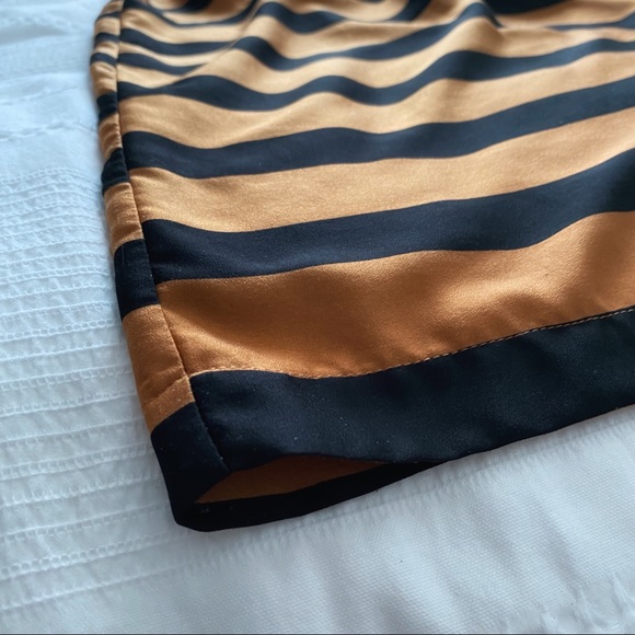 WHO WHAT WEAR ORANGE BLACK STRIPED BUTTON FRONT HIGH WAISTED MIDI SKIRT - 6 - Picture 13 of 14